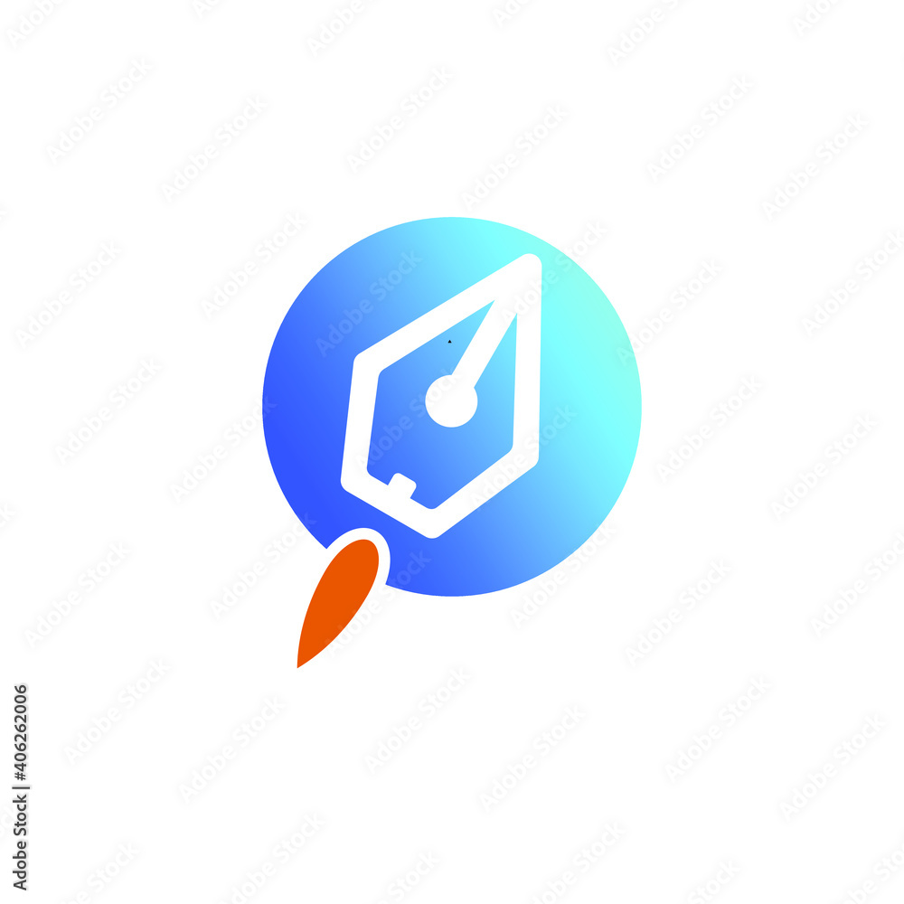 Rocket Pen Technology Logo Design Graphic Concept Rocket Pen Technology Logo Design Graphic Concept