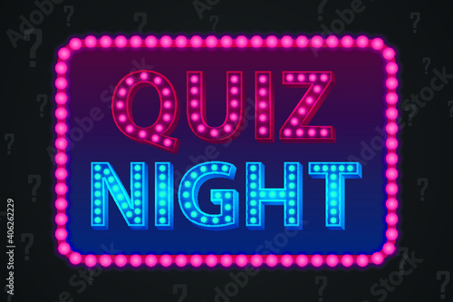 Quiz night concept. Test, exam, answer, education, learning, internet, lottery. Vector illustration