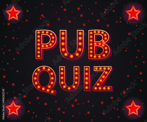 Quiz pub concept. Test, exam, answer, education, learning, internet, lottery. Vector illustration