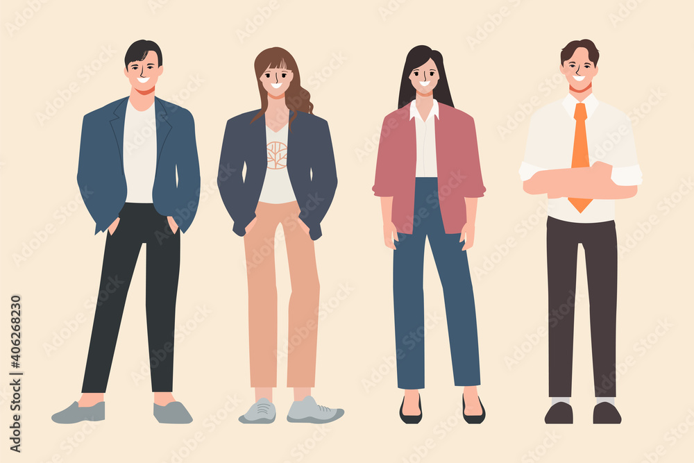 Fototapeta premium Set of woman and man character. avatar people vector design. business man and business woman collection.