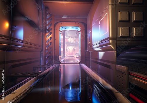 Obraz na plátně A sci-fi interior background from a space station