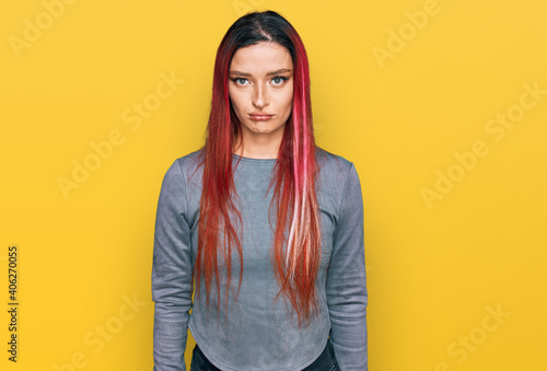 Young caucasian woman wearing casual clothes depressed and worry for distress, crying angry and afraid. sad expression. © Krakenimages.com