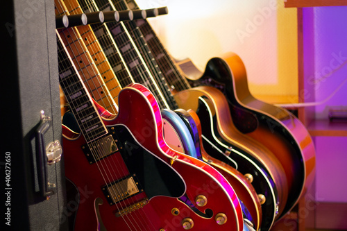 Guitars waiting their turn to play photo