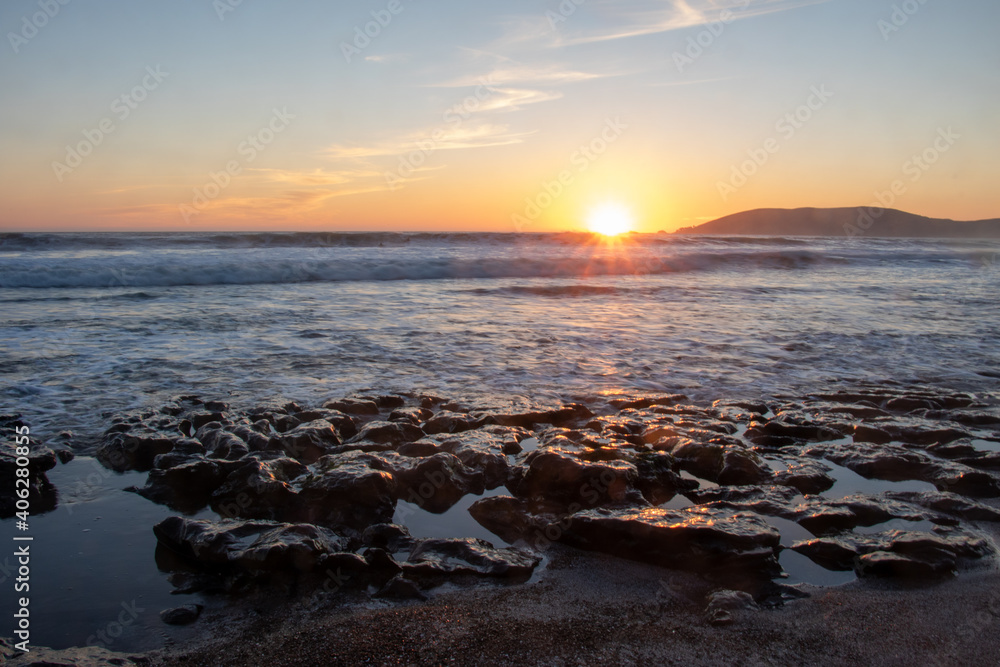 Tidepools Sunset California Coast, Pismo Beach California