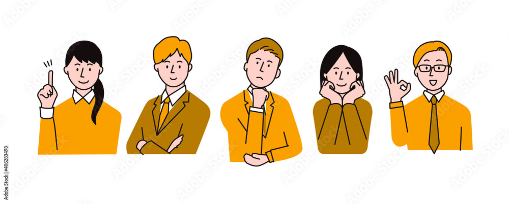 ポーズをとる5人のビジネスマン Stock Vector Adobe Stock