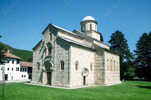 Main church and chapel of the manastir Visoki decani monastery in Decan, Kosovo. It is one of the main serbian orthodox monasteries in Kosovo and a major dispute between serbs and albanians