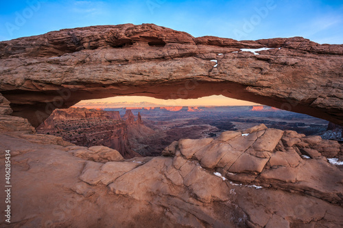 Mesa Arch at Sunset Hour  Canyonlands National Park  Utah