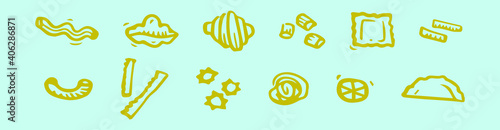 set of pasta cartoon icon design template with various models. vector illustration isolated on blue background