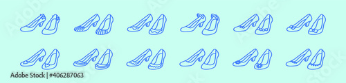 set of ruby shoes cartoon icon design template with various models. vector illustration isolated on blue background