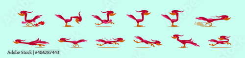 set of roadrunner cartoon icon design template with various models. vector illustration isolated on blue background photo
