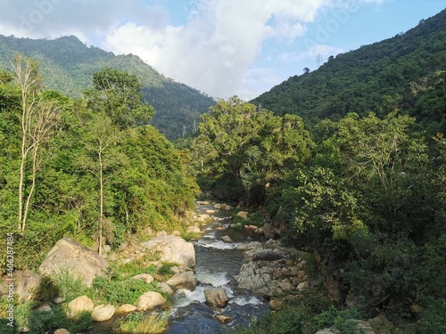 River flowing through Nilgiri Mountains in Manjur or Manjoor Tamilnadu,India.