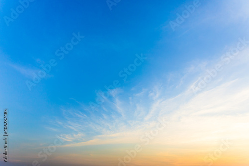 The sky is beautiful when the sun rises in the morning. Natural landscape background