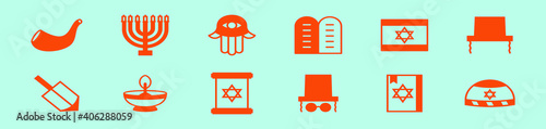 set of jewish religious cartoon icon design template with various models. vector illustration isolated on blue background