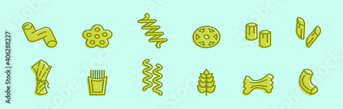 set of pasta cartoon icon design template with various models. vector illustration isolated on blue background