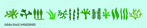 set of sea plants cartoon icon design template with various models. vector illustration isolated on blue background