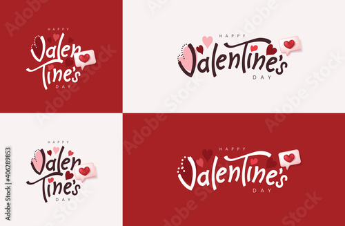  Set of Valentine s day sale poster or banner backgroud.