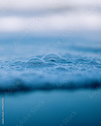 Wave foam bubbles in the sea