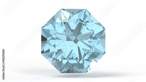 Tableau sur toile Aquamarine gemstone illustrated in 3D