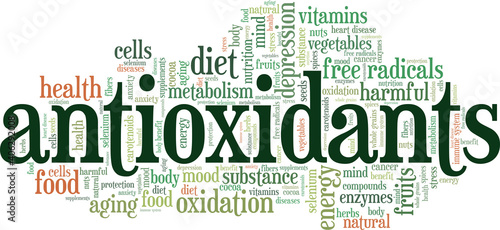 Antioxidants vector illustration word cloud isolated on a white background.