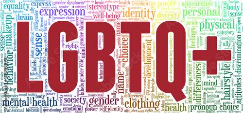LGBTQ+ vector illustration word cloud isolated on a white background.