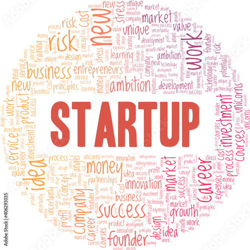 Startup vector illustration word cloud isolated on a white background.