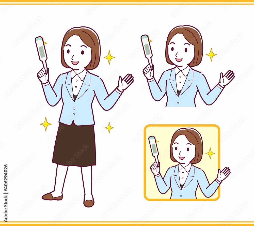 Young woman in a light blue suit Young woman in a light blue suit