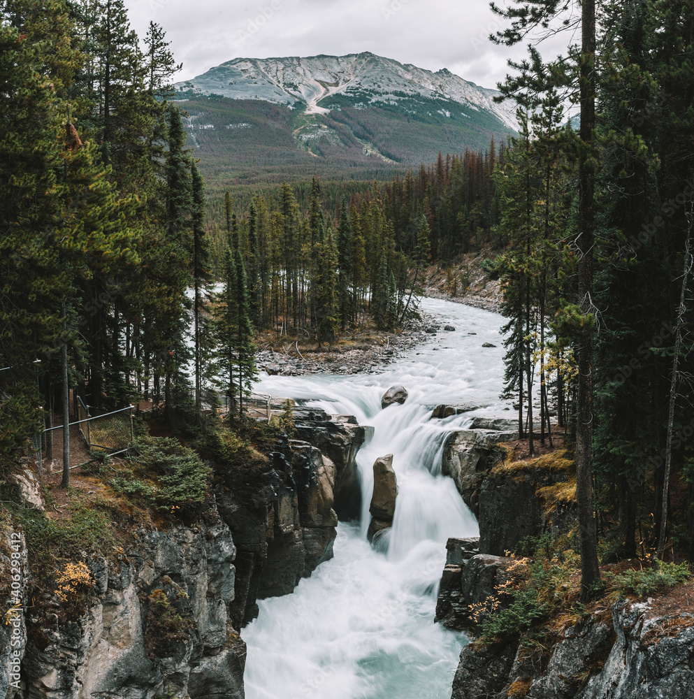 Wild waterfall and forests all around Wild waterfall and forests all around