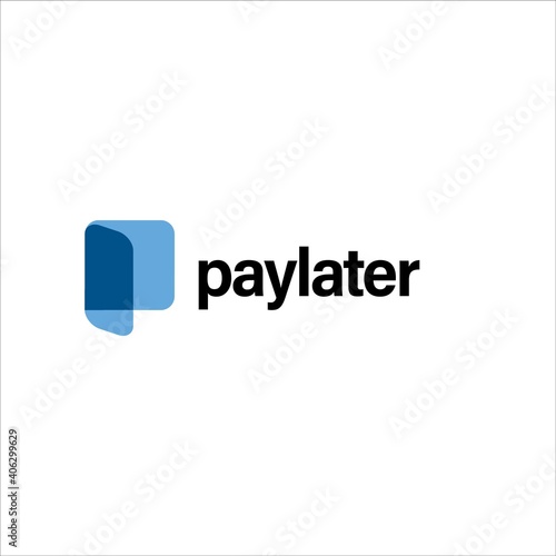 Logo initial letter p modern digital pay later technology wallet money