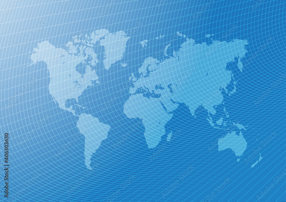 World map blue background with curved wavy line technology concept. World map blue background with curved wavy line technology concept.