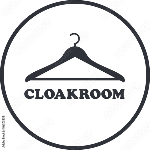 Cloakroom sign vector design. Clothes hanger wardrobe icon.