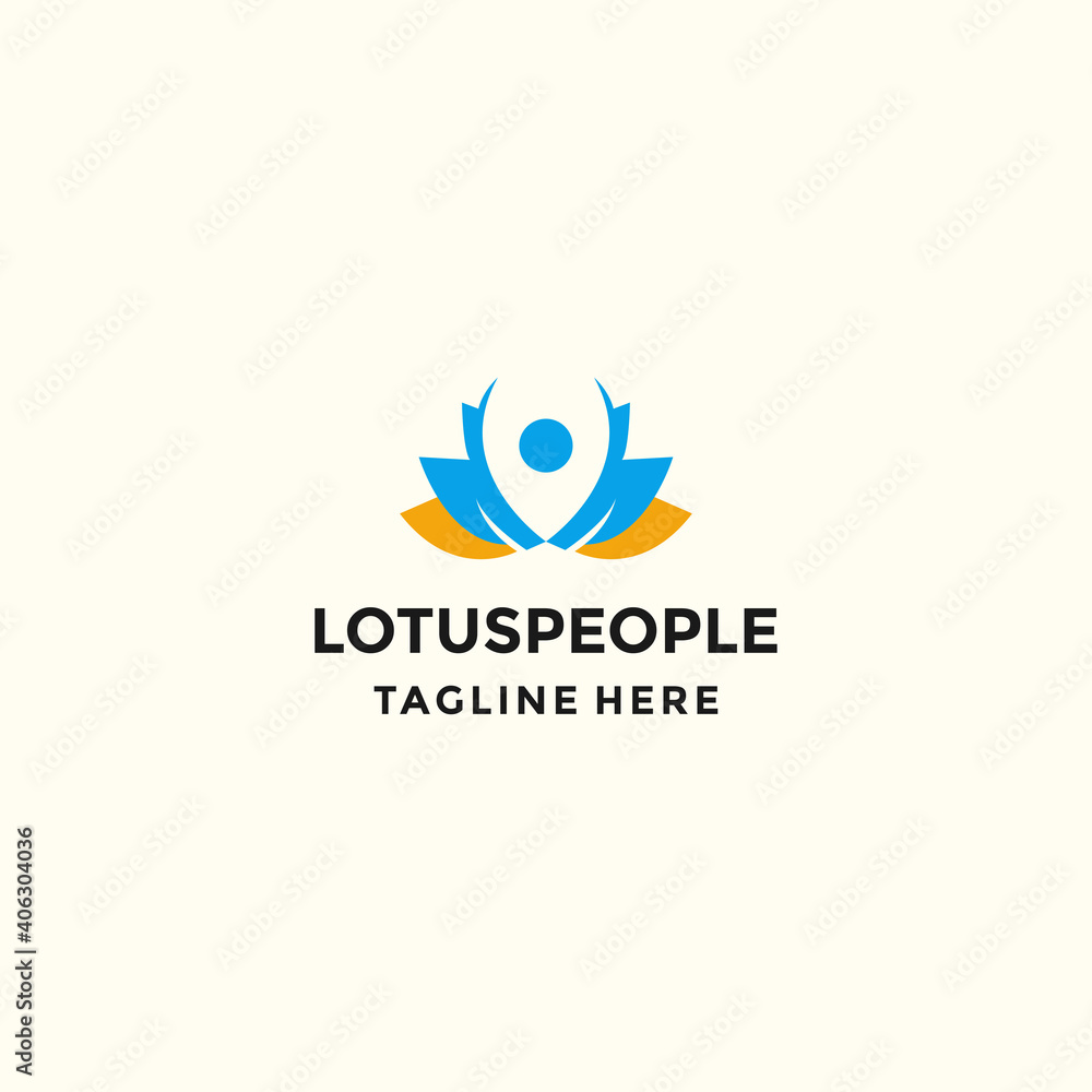 lotus people logo  vector icon illustration