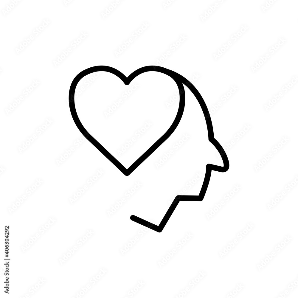 Head with heart line icon. In love symbol. simple design editable. Design template vector Head with heart line icon. In love symbol. simple design editable. Design template vector
