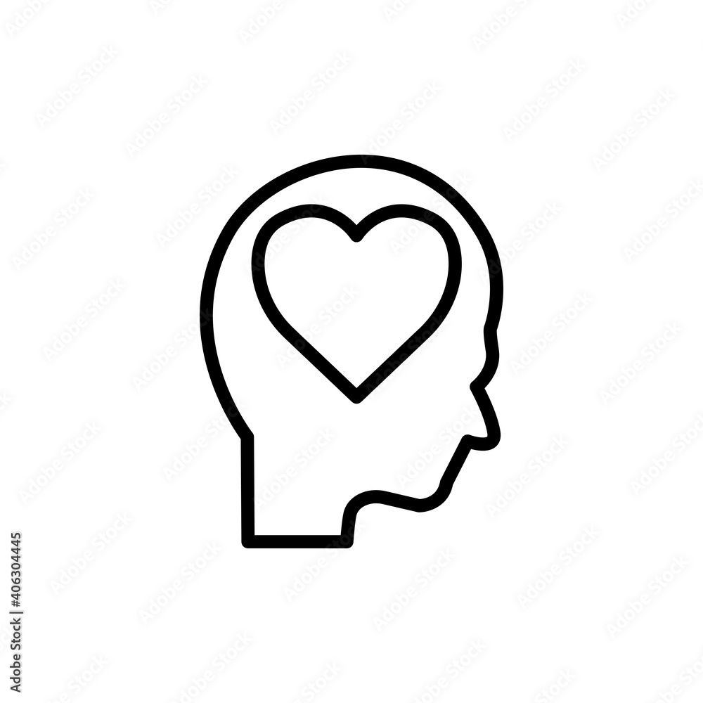 Head with heart line icon. In love symbol. simple design editable. Design template vector