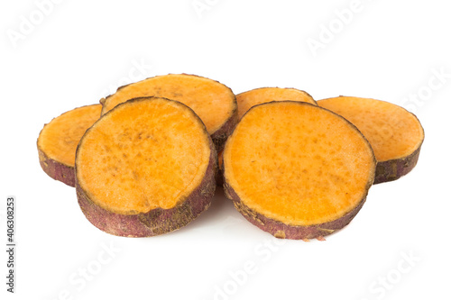 Fresh Organic Orange Sweet potatoes delicious (yam) isolated on white background