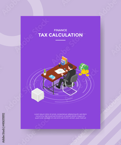 tax calculation concept for template banner and flyer for printing with isometric style