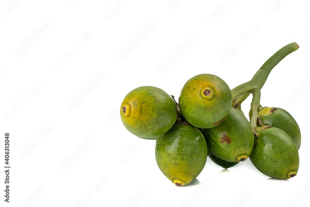 Obraz premium Fresh Areca nut palm or Betel nut palm (Areca catechu Linn.) isolated on white background.