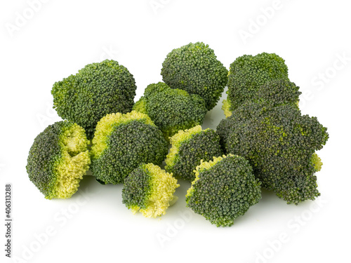 Fresh Broccoli Cabbage (Brassica oleracea) isolated on white background.