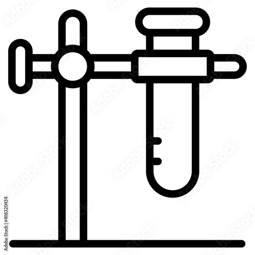      Linear design of chemical experiment, retort stand icon photo