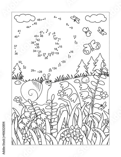Shining sun full page connect the dots puzzle and coloring page, activity sheet for kids. Answer included.
