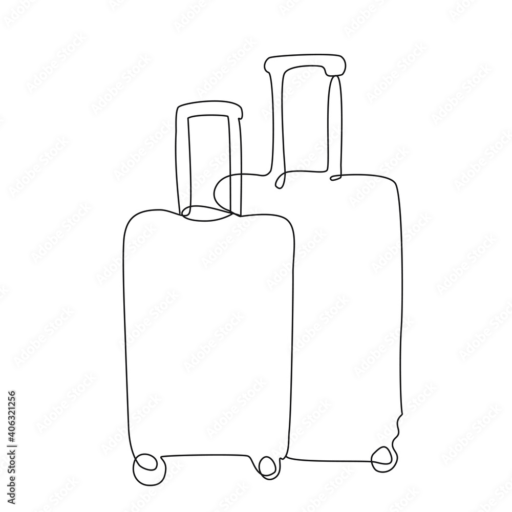 Continuous Line Drawing Suitcases, luggage. Trendy one line draw design vector illustration Continuous Line Drawing Suitcases, luggage. Trendy one line draw design vector illustration