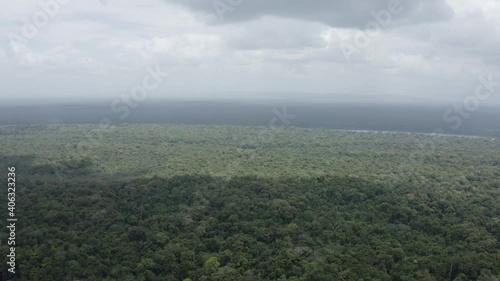 Aerial view of vast south american rainforest 