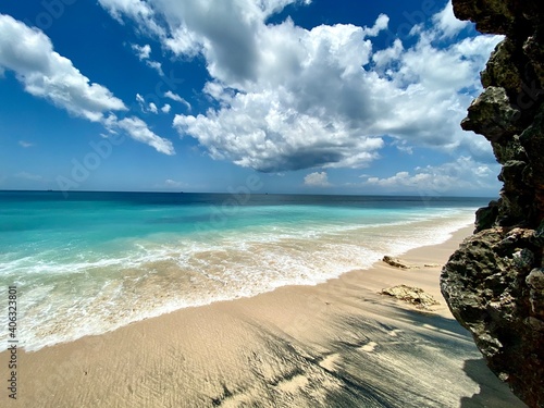 amazing blue water ocean beach with sky