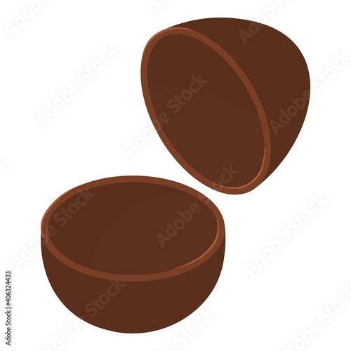 Chocolate eggshell icon. Isometric of chocolate eggshell vector icon for web design isolated on white background