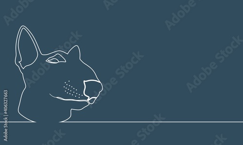 English Bull terrier dog head profile. Animal portrait. Outline silhouette