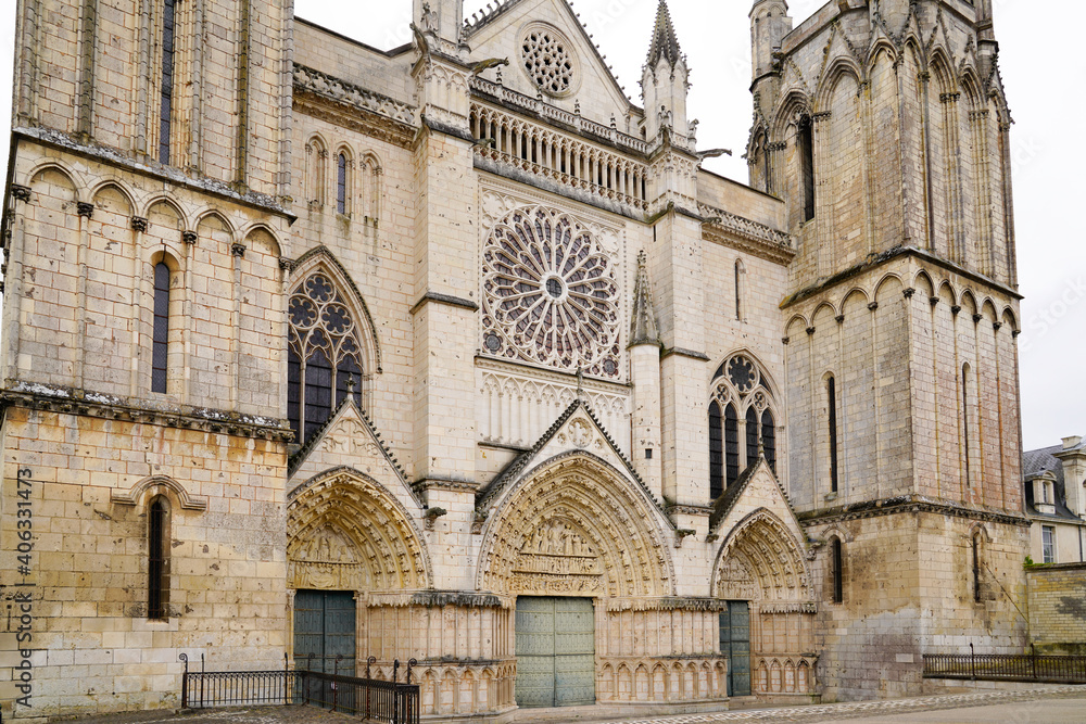 poitiers Saint Peter Cathedral church in street view