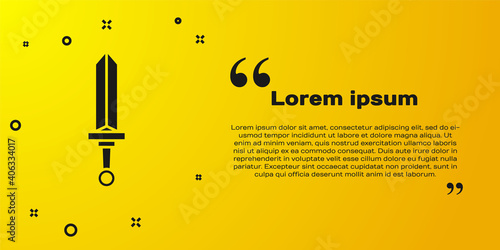 Black Medieval sword icon isolated on yellow background. Medieval weapon. Vector.