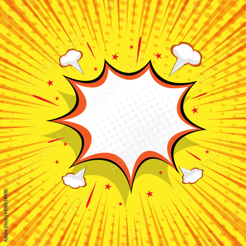 abstract comic background with blank speech bubble