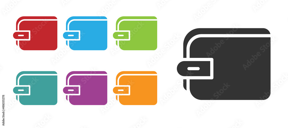 Black Wallet icon isolated on white background. Purse icon. Cash savings symbol. Set icons colorful. Vector. Black Wallet icon isolated on white background. Purse icon. Cash savings symbol. Set icons colorful. Vector.