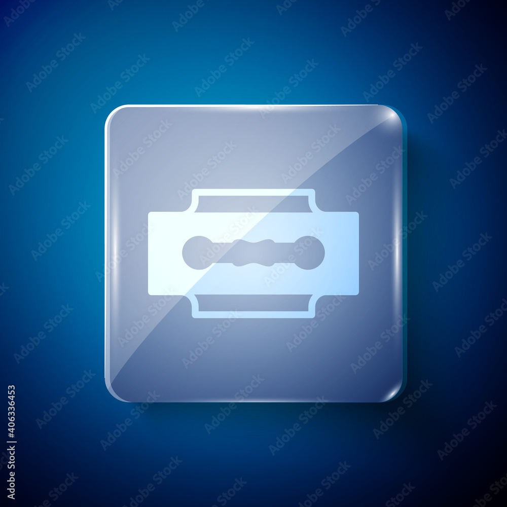 White Blade razor icon isolated on blue background. Square glass panels. Vector. White Blade razor icon isolated on blue background. Square glass panels. Vector.