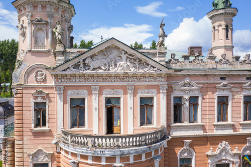 Aerial view on Lviv National Museum from drone. Dunikovsky palace photo